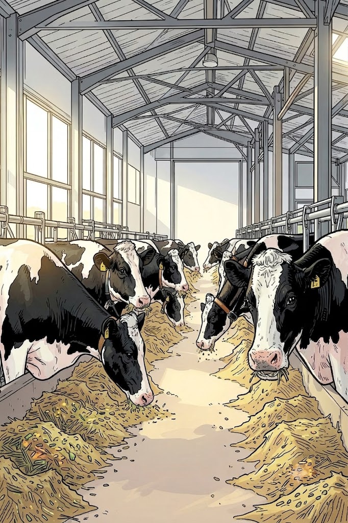 Коровы в чистом коровнике